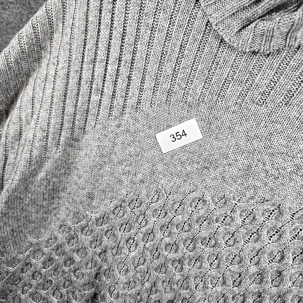 Nine West Women M Grey Gray Pullover Turtleneck Sweater Triple Pattern Comfy - Picture 11 of 11